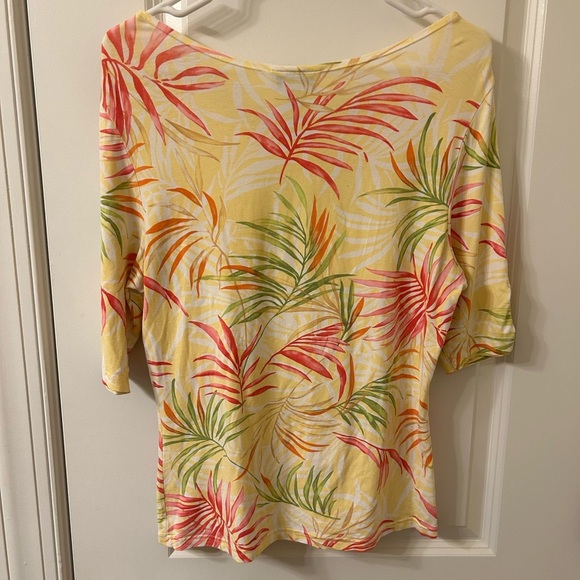 Talbots Yellow and Red 3/4 Sleeve Relaxed Blouse - Picture 5 of 5